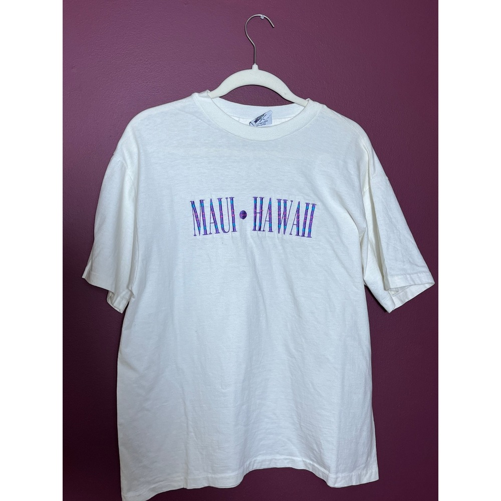 Vintage Somers Maui Hawaii Graphic T-Shirt White Made in USA Cotton